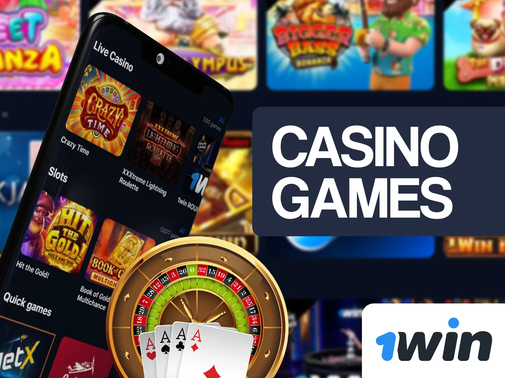 Search for your favourite casino games at 1win.