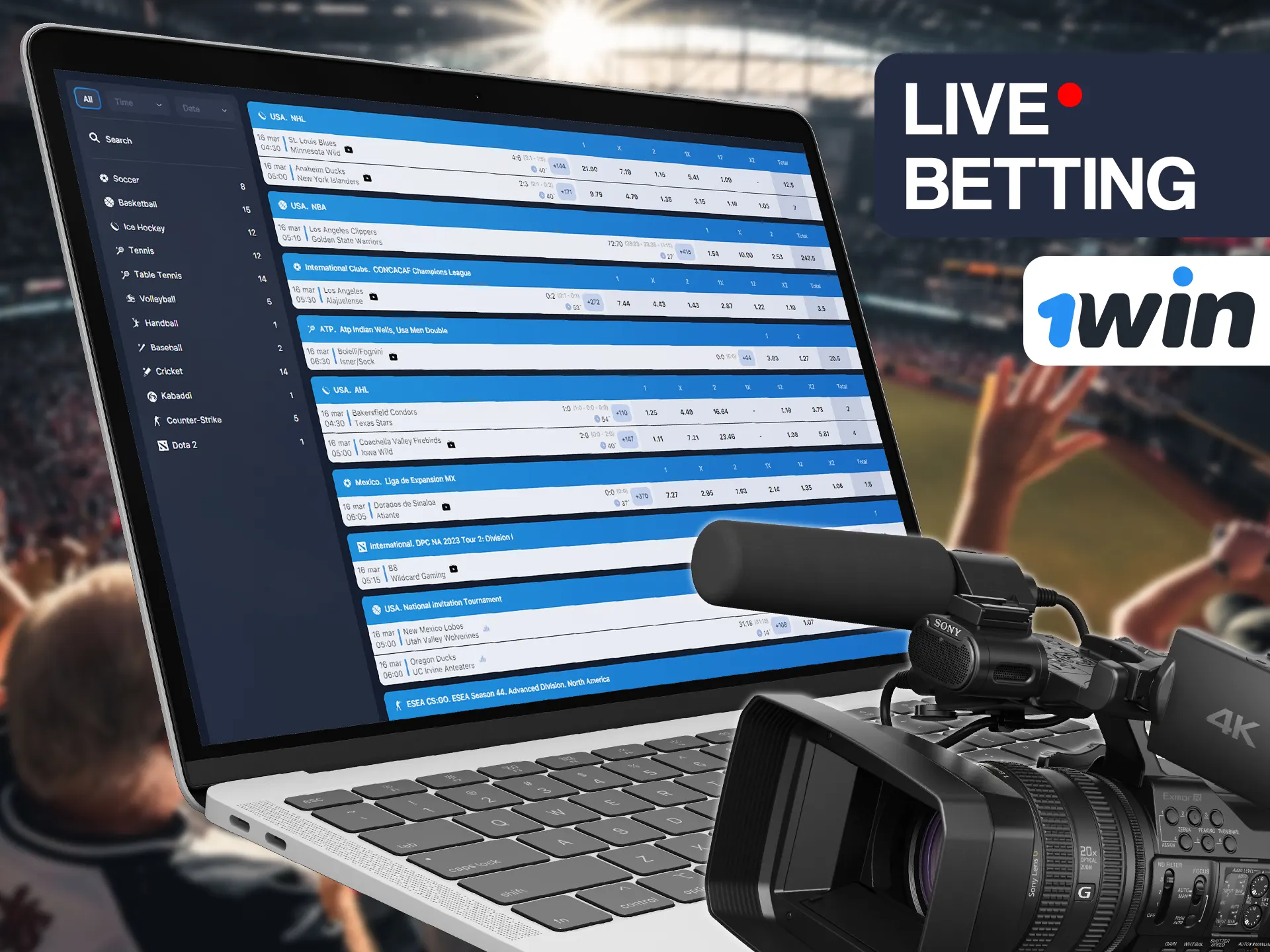 Bet on sports in live format at 1win.