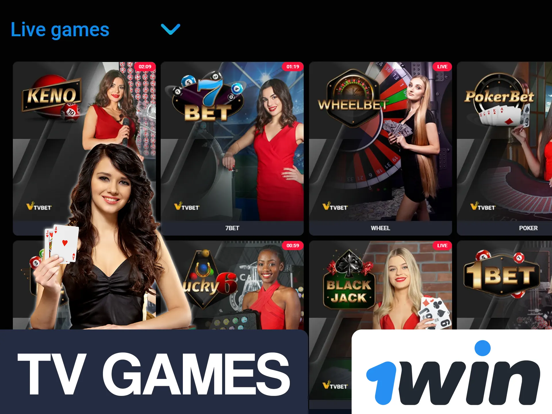 Play TV games in live format at 1win.