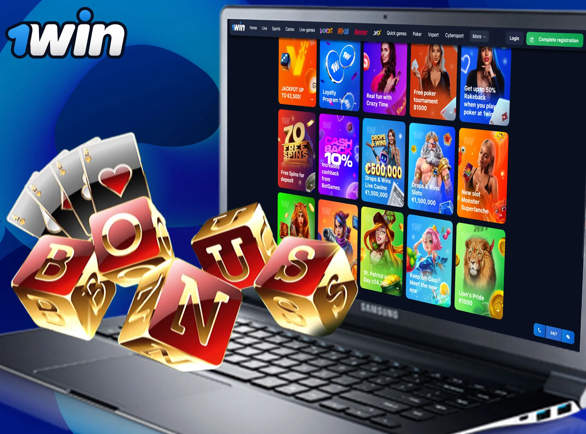 You can get 70 free spins on slots after the first deposit.