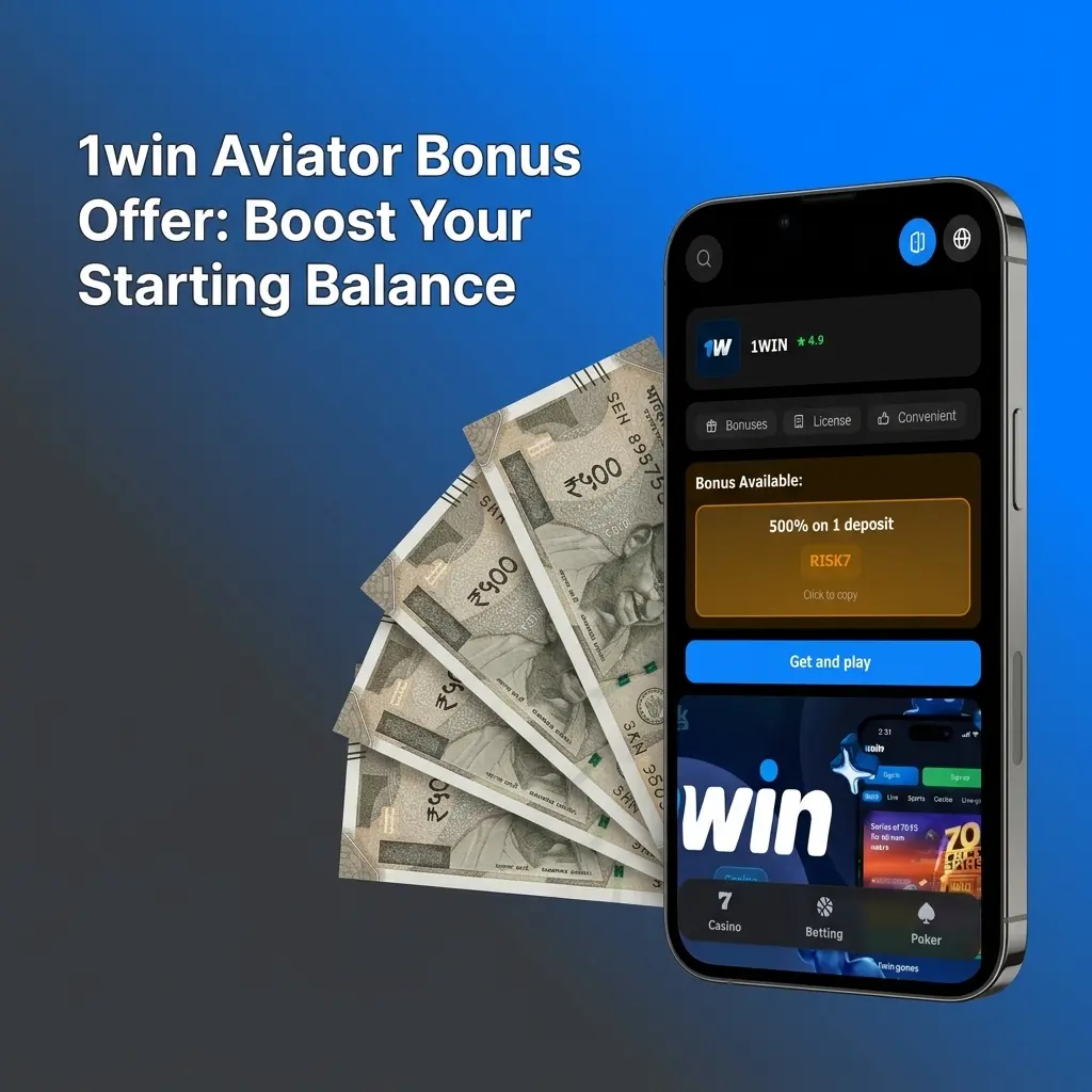 1win Aviator welcome bonus offering 500% on first deposit up to 45,000 INR for new players in India